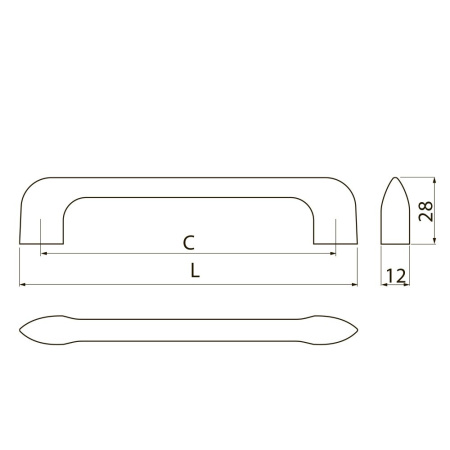 Ручка-скоба, MILANO, 128мм, металл, черный матовый