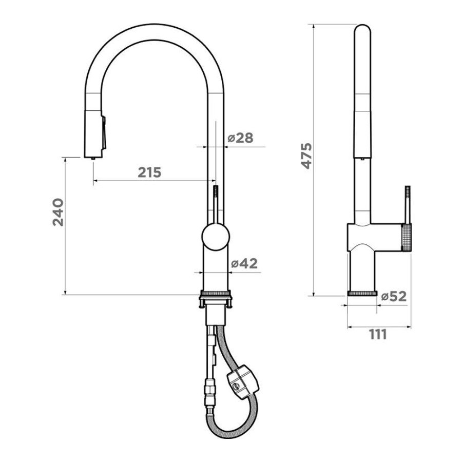 Смеситель Tahara-SB-BN, нержавеющая сталь, нержавеющая сталь  