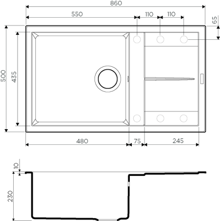 Мойка Sumi 86-WH, Tetogranit/белый  