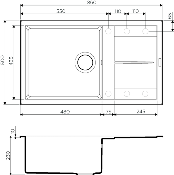 Мойка Sumi 86-PL, Tetogranit/платина