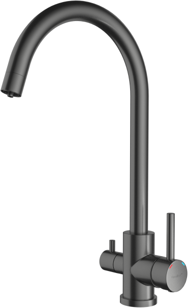 Смеситель GranFest Quarz Z-5420, с краном питьевой воды, PVD графит