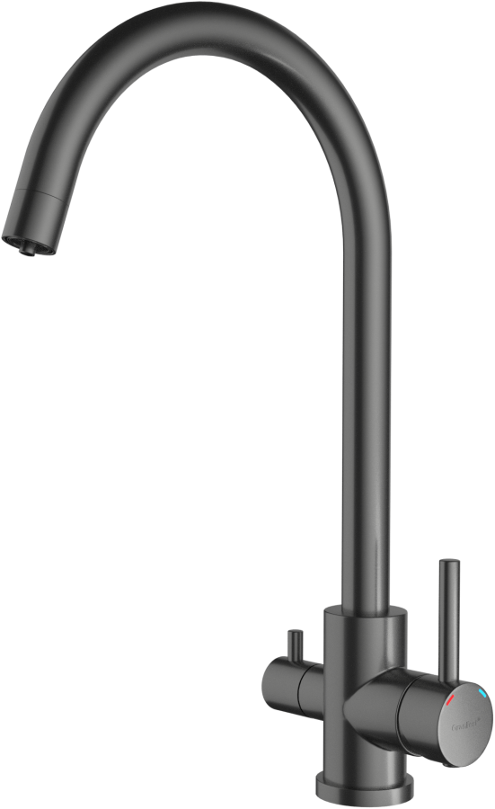 Смеситель GranFest Quarz Z-5420, с краном питьевой воды, PVD графит