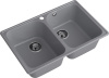 Мойка GranFest QUARZ 15, 737х478 мм, темно-серый (прямоугольная, 2 чаши, без сифона)