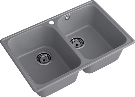 Мойка GranFest QUARZ 15, 737х478 мм, темно-серый (прямоугольная, 2 чаши, без сифона)