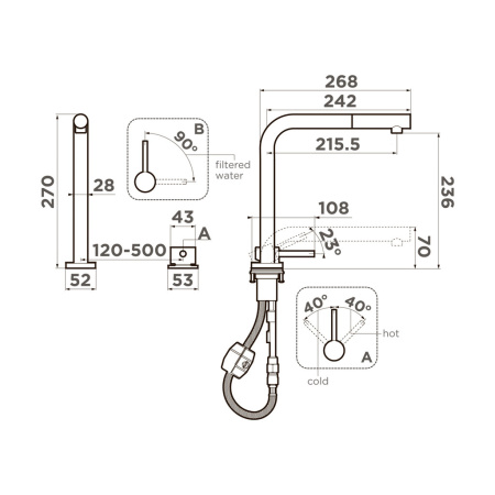 Смеситель Nara 2 Plus-S-BN, латунь, нержавеющая сталь