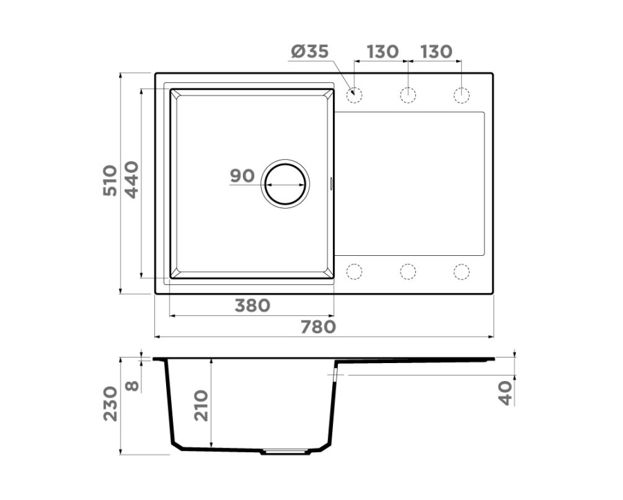 Мойка Daisen 78T BE, Tetogranit/ваниль