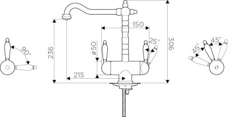 Смеситель Amagasaki-BE, латунь/гранит, ваниль