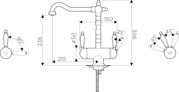Смеситель Amagasaki-BE, латунь/гранит, ваниль