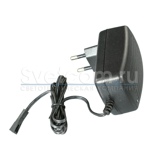 Трансформатор  24W/12V, IP20, провод 1м с коннектором, пластик, черный, GLS