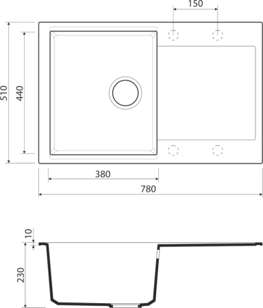 Мойка Daisen 78-BL, Artgranit/черный