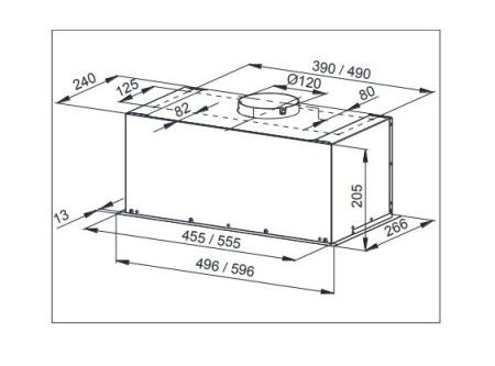 Вытяжка полновстраиваемая Insait, 60см, б/угольного фильтра, ПДУ, инокс, Konigin