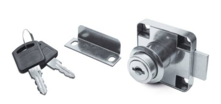 Замок мебельный С-138, с планкой, хром, CMF