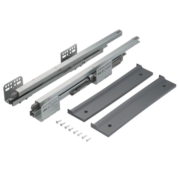 Корзина для белья в шкаф на 600мм, 485х530х120мм, полное выдвижение, с доводчиком, графит