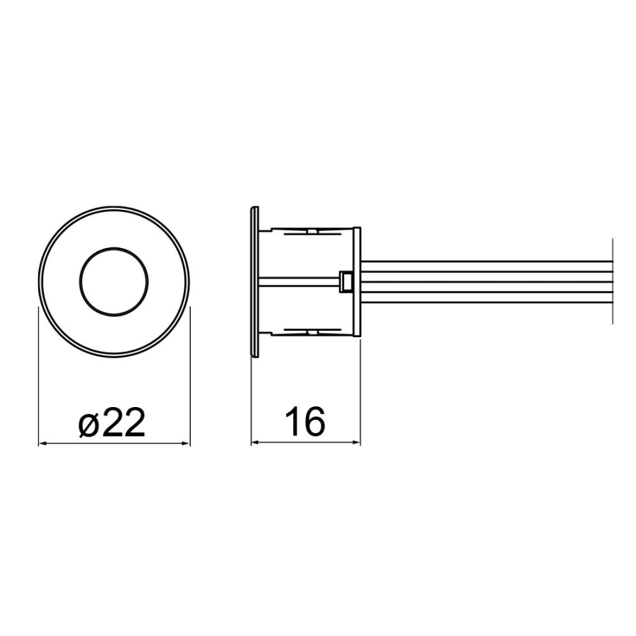 Выключатель врезной на касание с диммером, Ø22мм, 12В/24Вт, miniAMP, шнур 1м, пластик, черный