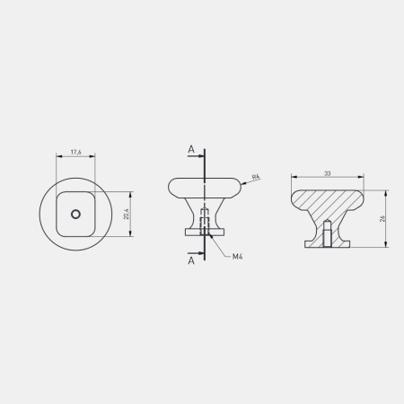 Ручка-кнопка, LORENA, d=25мм, металл, брашированное золото, GTV