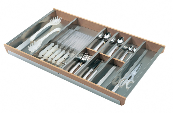 Вкладыш на 900мм для кухонных принадлежностей, металл/дерево, нерж. сталь/бук, Cassetto 