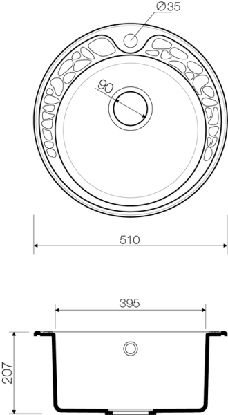 Мойка Tovada 51-BL, Artgranit/черный