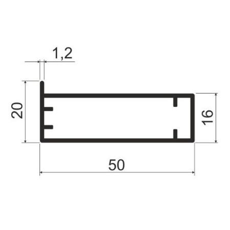 MZ10 Алюминиевый профиль для стекла, 50х20мм, L=6000мм, коньяк
