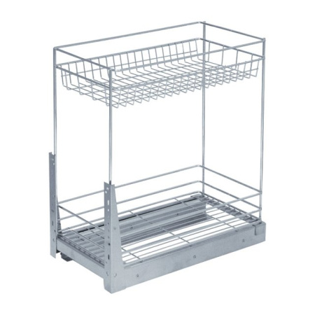 Корзина 300мм, 2 яруса, 245х475х510мм, нижнее донное крепление, скрытые c доводчиком, HISSEN