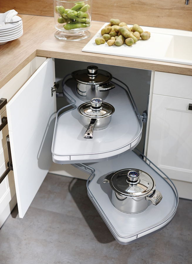 Механизм Леманс 500мм в угловой шкаф, 2 полки, H 600-750мм, правый, титан, Kessebohmer