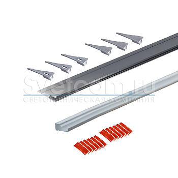 Профиль накладной 23х8х3000мм, лента ≤5мм, алюминий (диффузор силикон., 3+3 загл.+12 высечек), 2408T