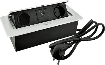 Горизонтальная, 2хEURO+2хUSB A+C, полуавтомат, серый, 263х117х65мм, металл/пластик, AQ