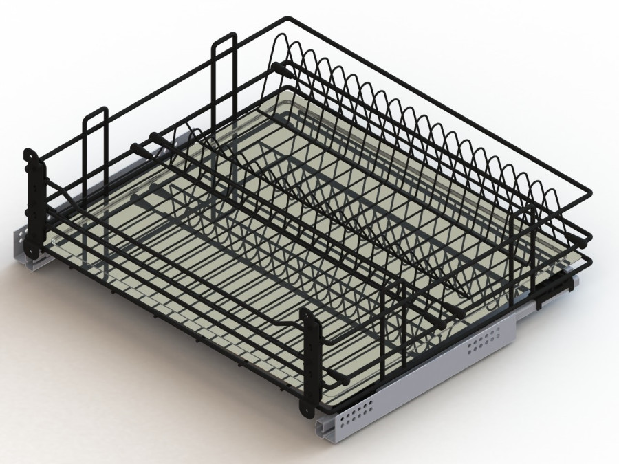 Сушка в нижний шкаф 600мм, 545х485х180мм, направляющие с доводчиком (ГТВ), черный, Россия
