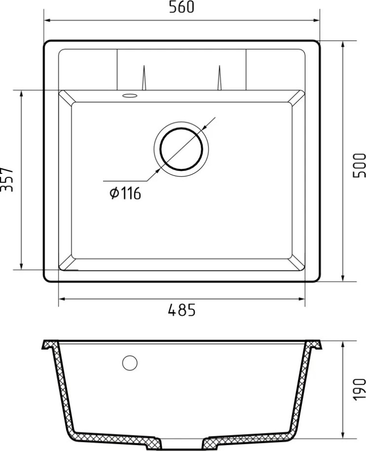Мойка GranFest QUADRO 561, 560х500 мм, терракот
