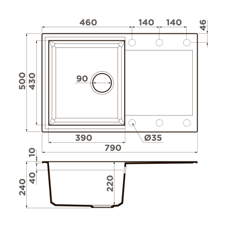 Мойка Sakaime 79-SA, Tetogranit/бежевый