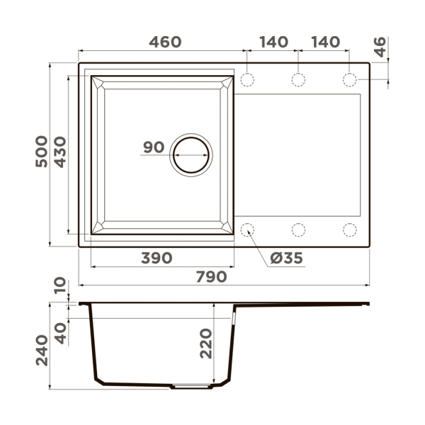 Мойка Sakaime 79-BE, Tetogranit/ваниль