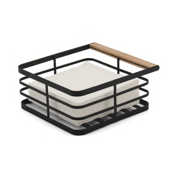 Салфетница, 200х185х80мм, металл/дерево, черный матовый