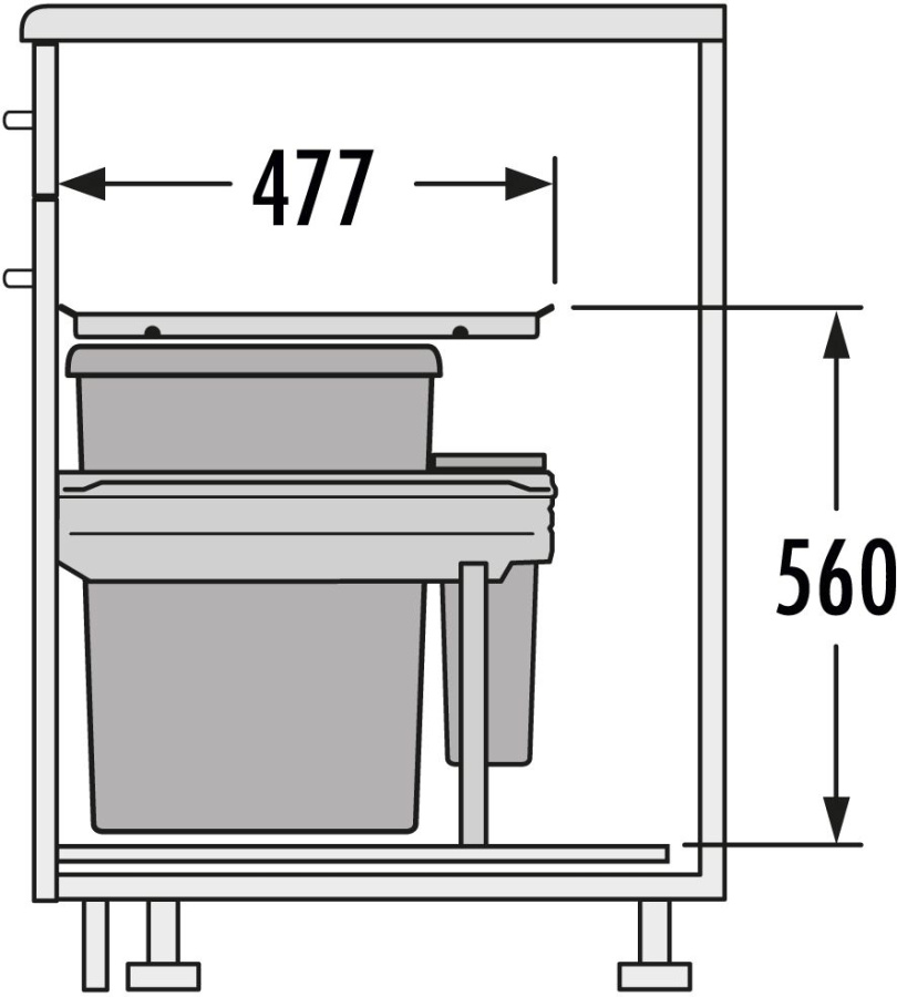 Система сортировки "Euro-Cargo 30", 1х35л, 1х7л, 268x477x560мм, в шкаф 300мм