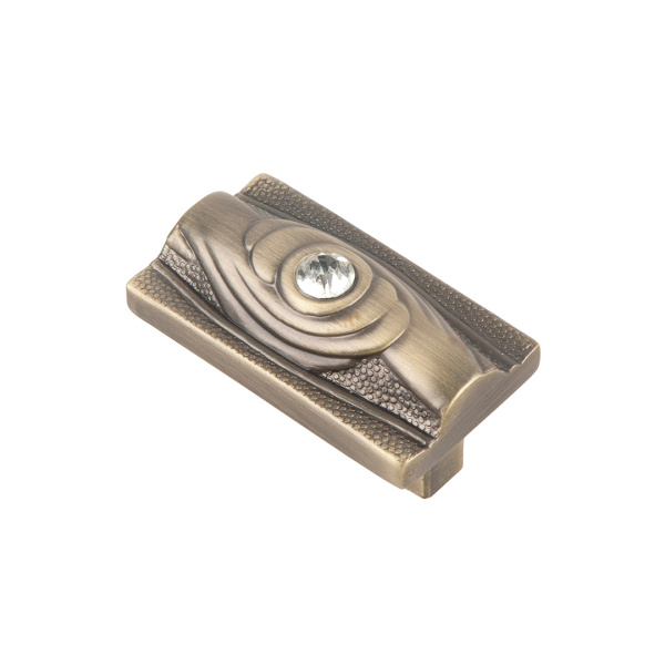 Ручка-кнопка с кристаллами, CRL15 BA, 48х27х27мм, металл, бронза