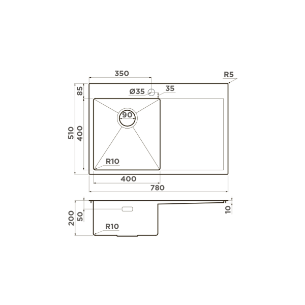 Мойка Akisame 78-LG-L, нержавеющая сталь, светлое золото  