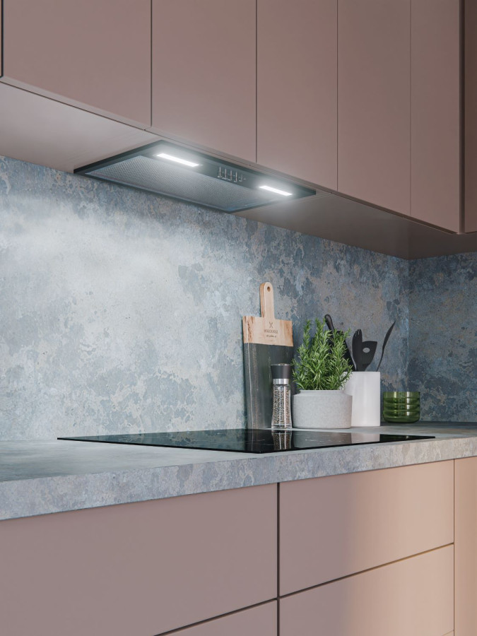 Вытяжка полновстраиваемая HYPER 600 LIGHT BL, 60см, б/угольного фильтра, черный, Lex