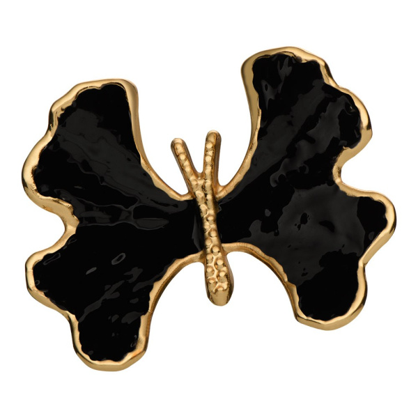 Ручка-кнопка, KELEBEK BIG-60-BLACK PEARL, 73х60х18мм, металл/керамика, глянцевое золото/черный