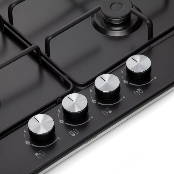 Варочная панель газовая Spark 604 BME, 60 см, черная матовая эмаль, Konigin