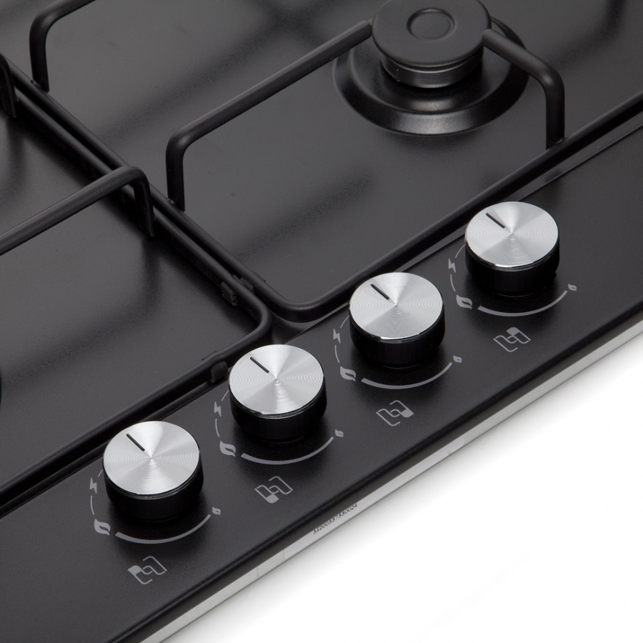 Варочная панель газовая Spark 604 BME, 60 см, черная матовая эмаль, Konigin