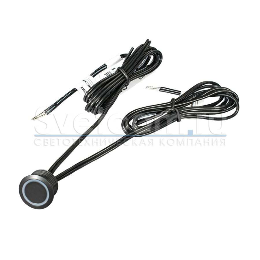 Выключатель врезной на касание с диммером, Ø20мм, 12-24В/60-100Вт, шнур 1м, черный, DKs-3