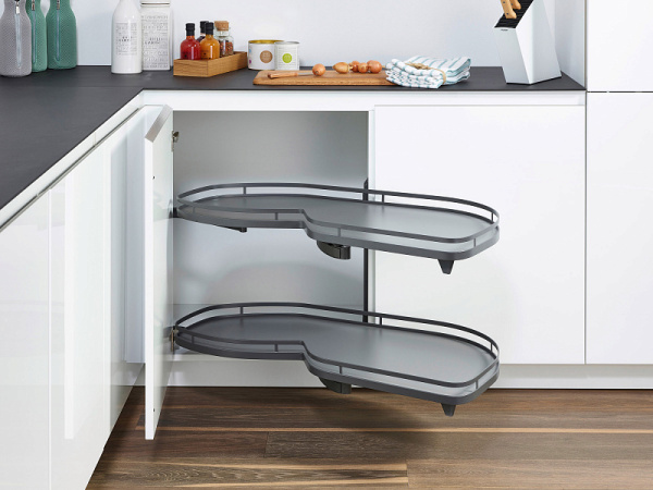 Механизм Леманс 450мм в угловой шкаф, 2 полки, H 600-750мм, правый, антрацит, Kessebohmer