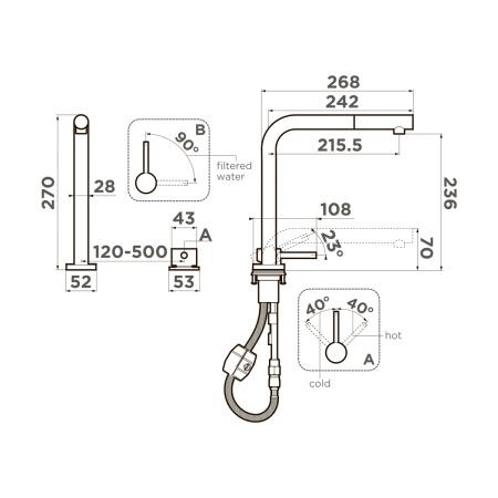 Смеситель Nara 2 Plus-S-LG, латунь, светлое золото