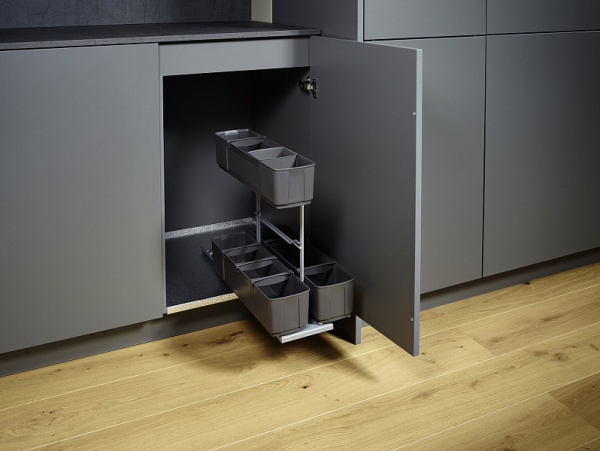 Выдвижная система Клининг Агент в базу 350мм, 298x480x480мм, нижн. крепл, с довод, антрацит, Kessebohmer