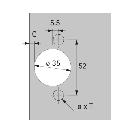 Петля INTERMAT 9936, для фальшпанели, 180°/95°, чашка TH42, d=35мм