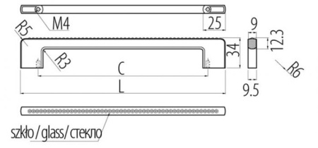 Ручка-скоба с кристаллами, UZ-CRA14, 128мм, металл/кристаллы, хром