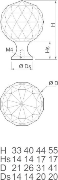 Ручка-кнопка с кристаллом, GZ-CRPA25-01, d=25мм, металл/закал.стекло, хром, GTV
