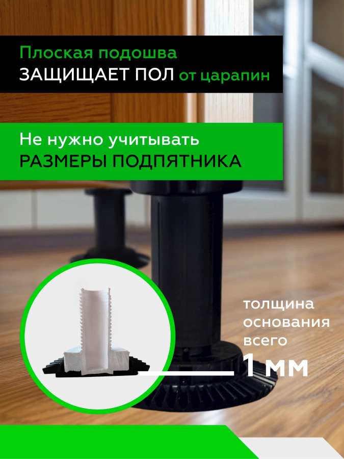 Ключ регулировочный для кухонных опор+10 пяток, пластик