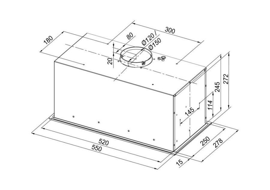 Вытяжка полновстраиваемая Checkbox, 60см, без угольного фильтра, слон.кость, Konigin