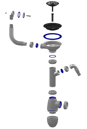 Сифон одинарный 1 1/2'' c круглым переливом