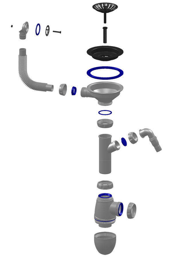 Сифон одинарный 1 1/2'' c круглым переливом