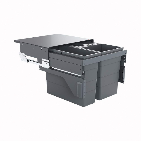 Система сортировки "Euro-Cargo-S 50", 1х17л, 2х13л, 462-468х434х370мм, в шкаф 600, полн выдв, графит